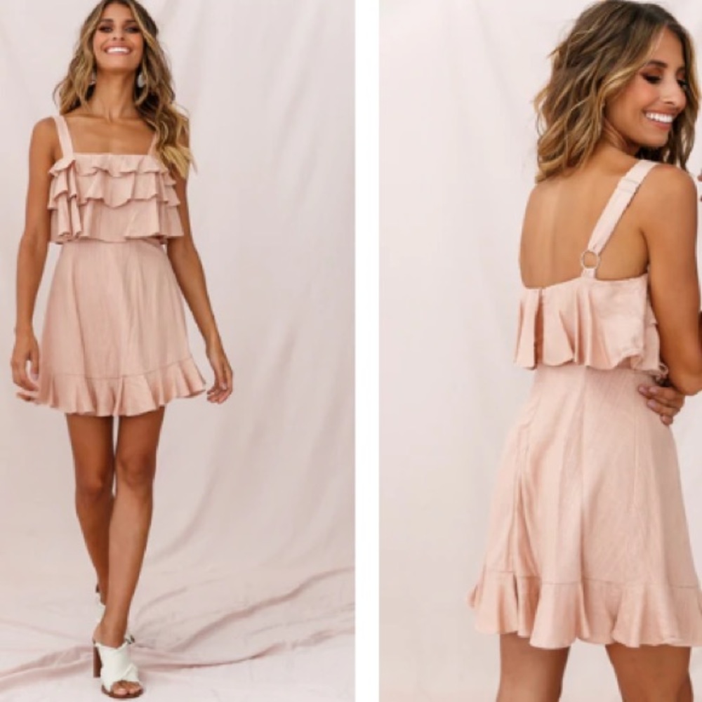 Selfie Leslie Ruffle Linen Blend Mini Dress